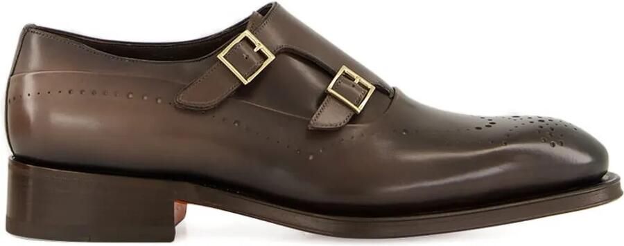 Santoni Schoenen met dubbele bandjes en brogue-detail Bruin