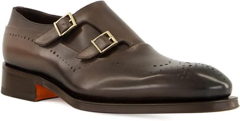 Santoni Schoenen met dubbele bandjes en brogue-detail Bruin - Foto 5