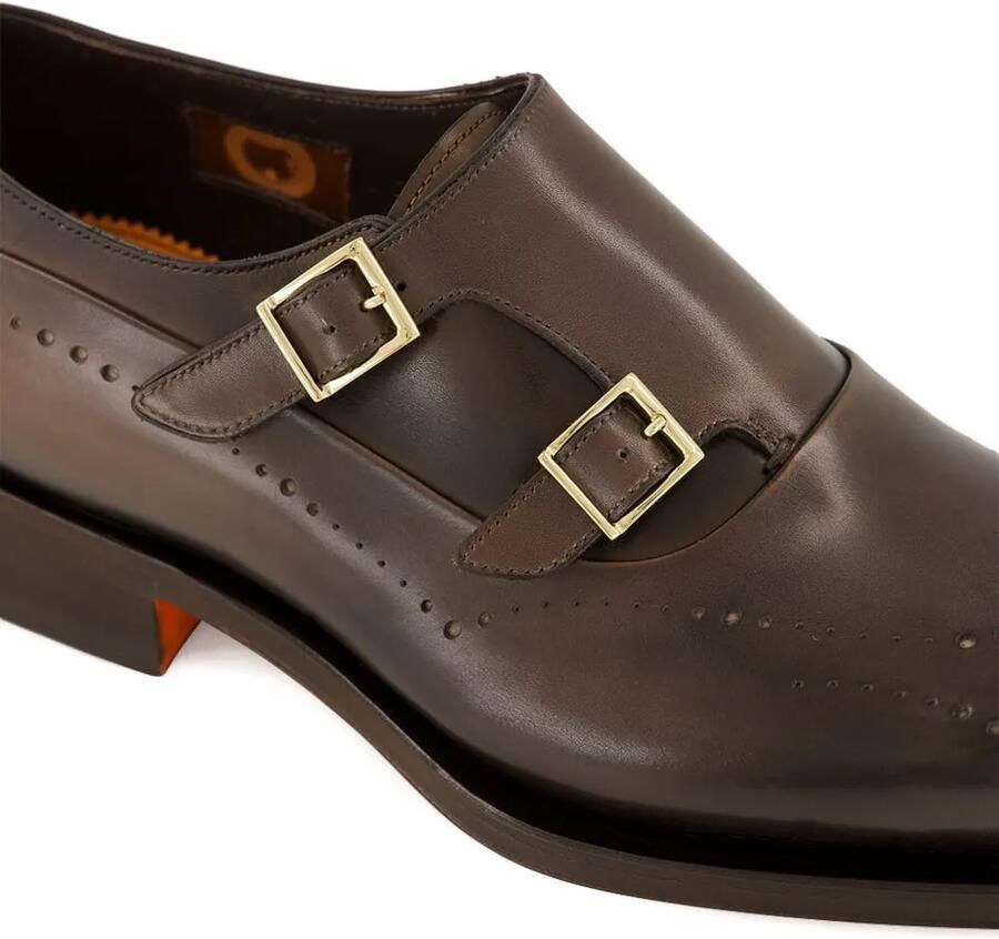 Santoni Schoenen met dubbele bandjes en brogue-detail Bruin - Foto 2