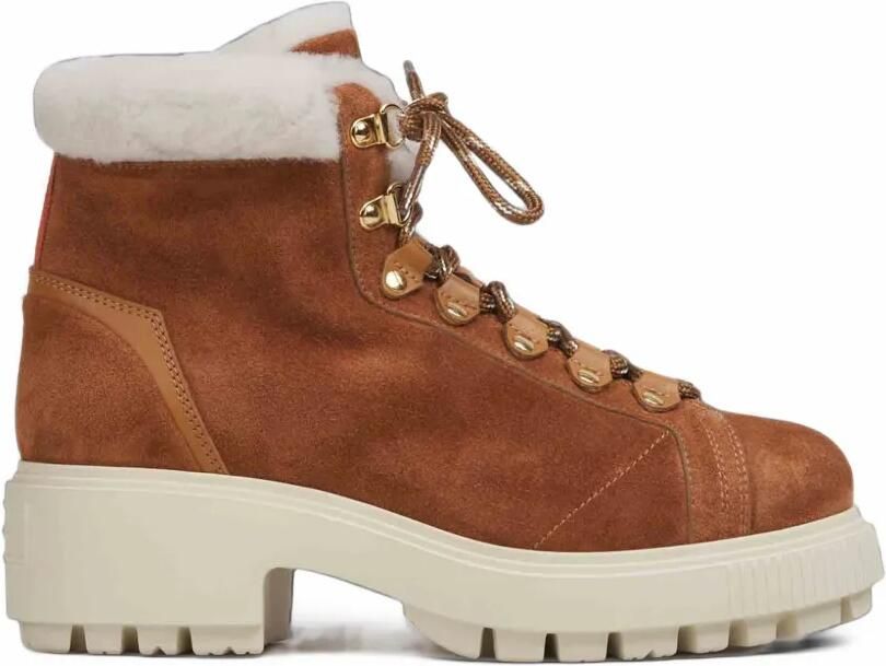 Santoni shearling-trim lace-up boots Bruin