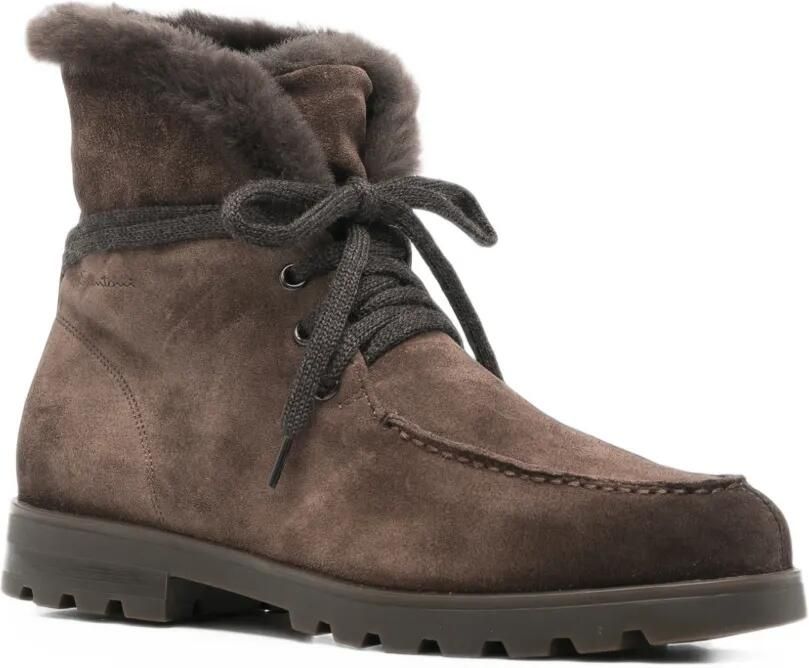 Santoni shearling-trim suede ankle boots Bruin - Foto 4