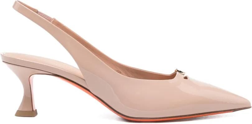 Santoni Slingback pumps met puntige neus Beige