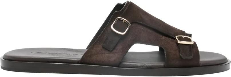 Santoni Slippers met gespdetail Bruin