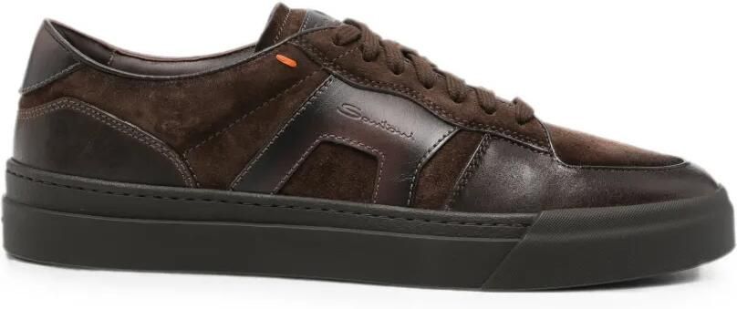 Santoni Sneakers met suède vlak Bruin