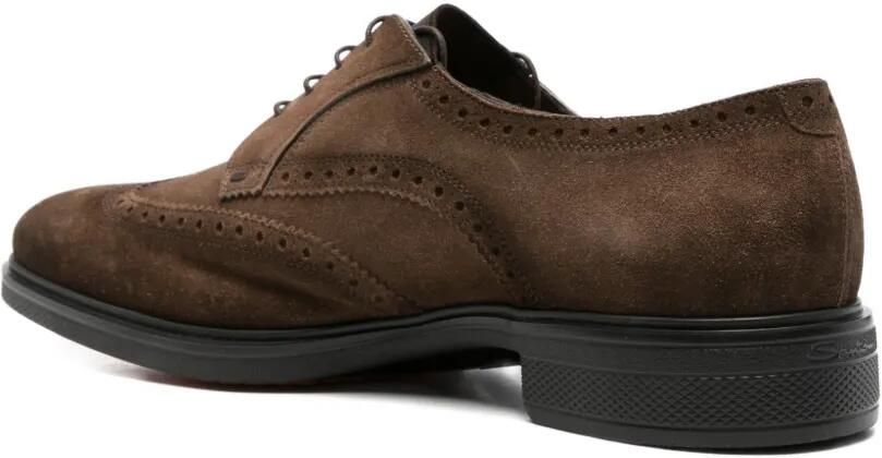Santoni Suède derby schoenen met brogue-detail Bruin - Foto 3