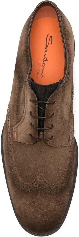 Santoni Suède derby schoenen met brogue-detail Bruin - Foto 4