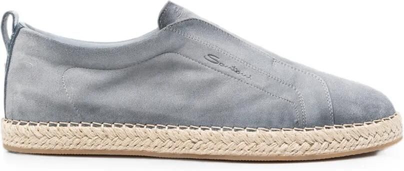 Santoni Suède espadrilles Blauw