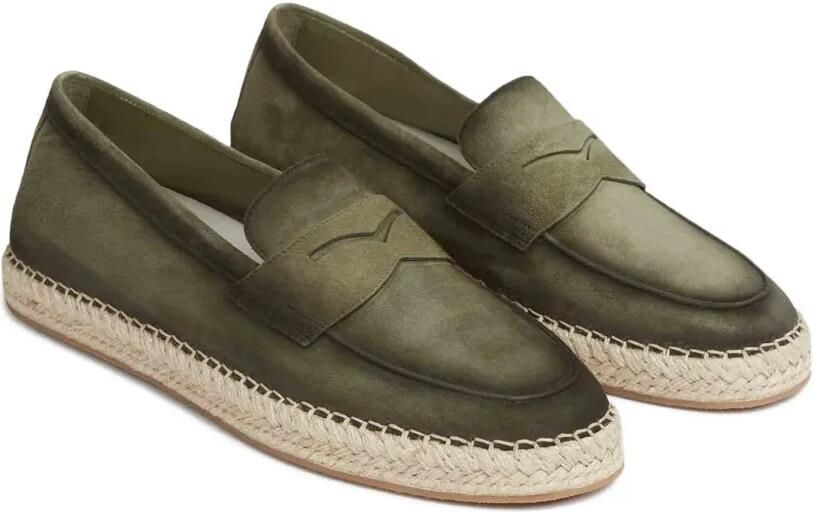 Santoni Suède espadrilles Groen