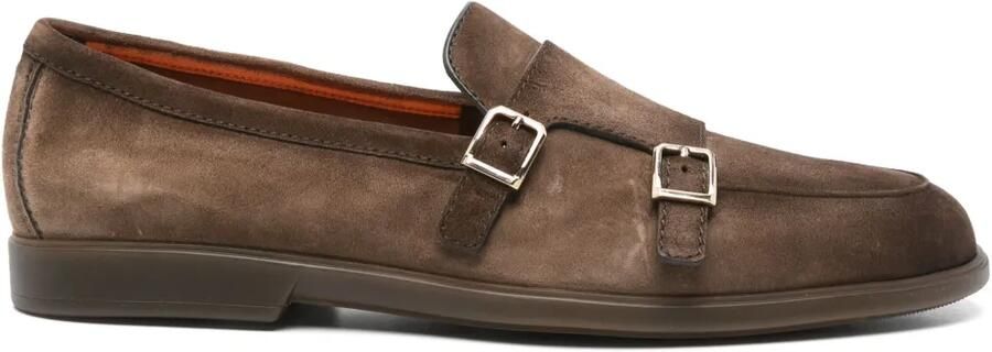 Santoni Suède gespschoenen Bruin