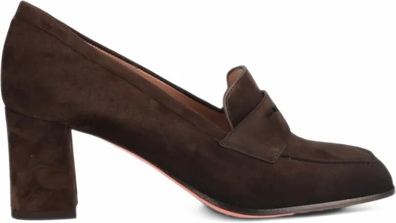 Santoni Suède pumps met hak Bruin
