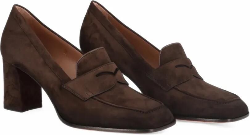 Santoni Suède pumps met hak Bruin - Foto 4