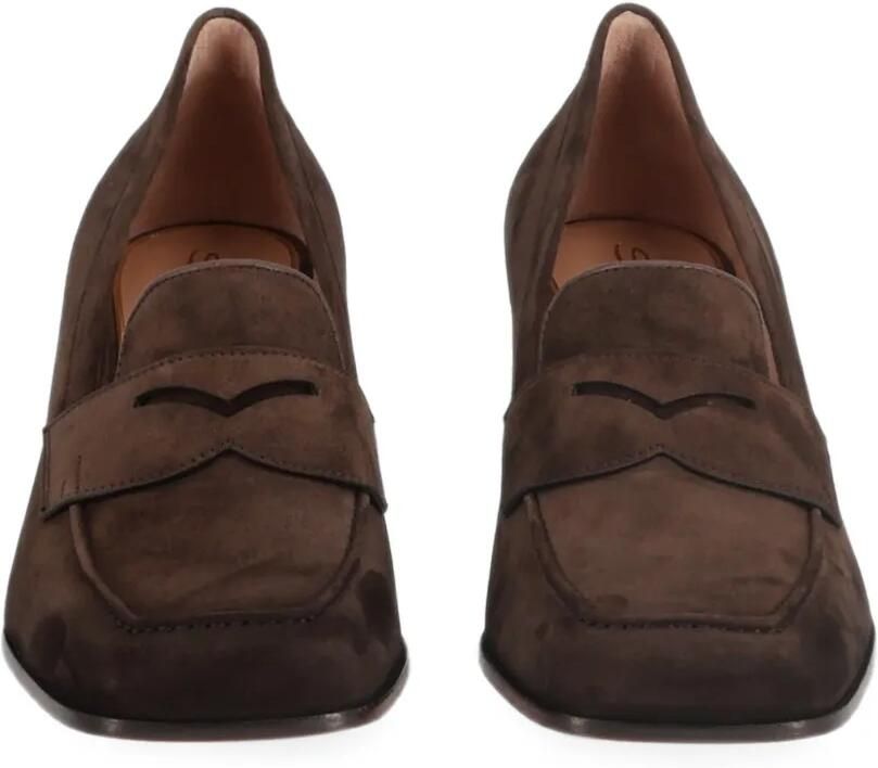 Santoni Suède pumps met hak Bruin - Foto 2