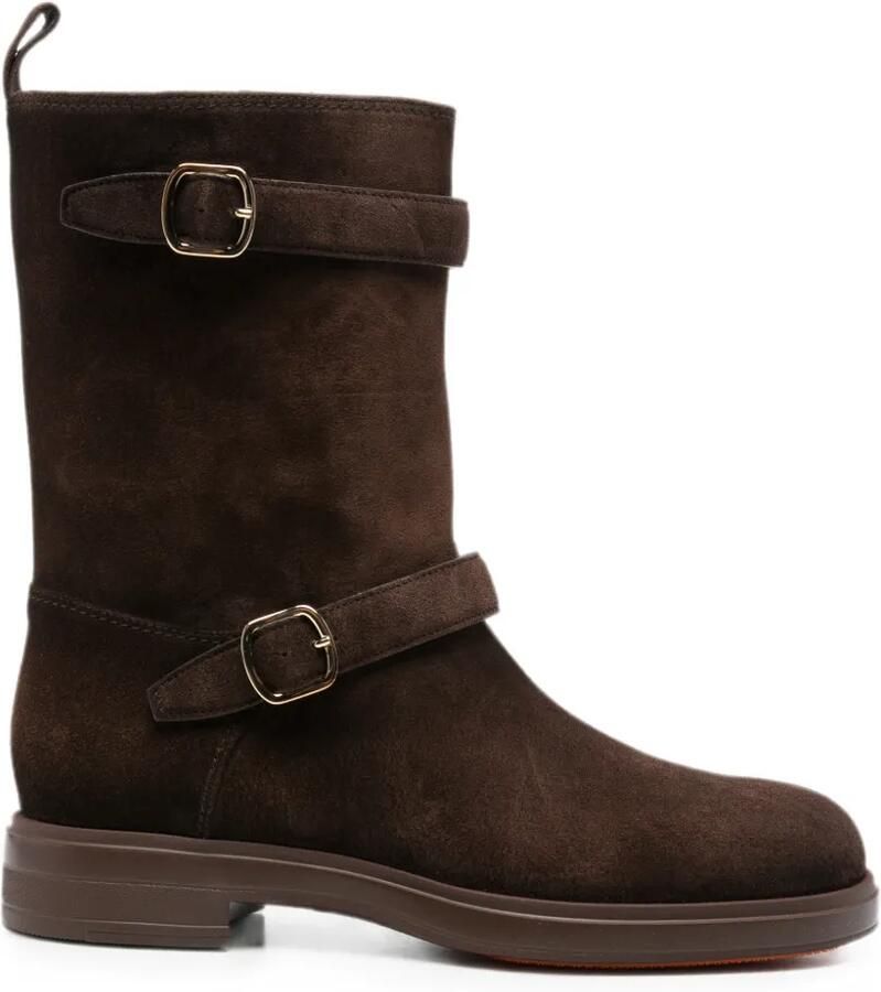 Santoni Suède laarzen met gespbandje Bruin