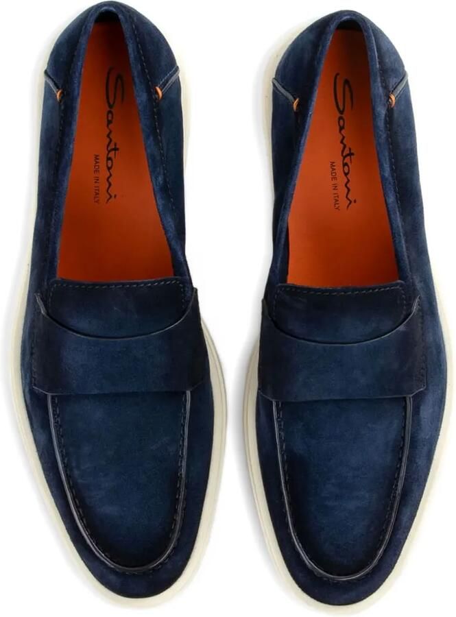 Santoni Suède loafers Blauw