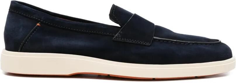 Santoni Suède loafers Blauw