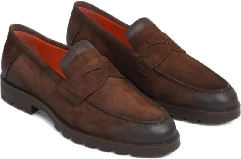 Santoni Suède loafers Bruin - Foto 4