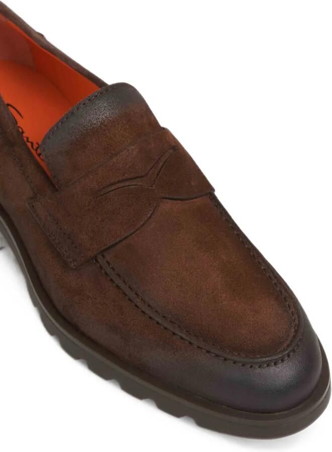Santoni Suède loafers Bruin - Foto 2