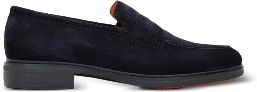 Santoni Suède loafers met blokhak Blauw