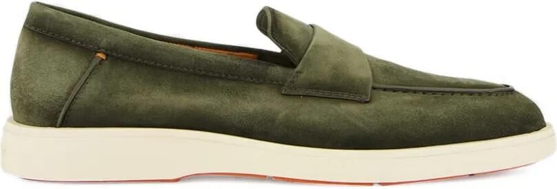 Santoni Suède loafers met penny-detail Groen