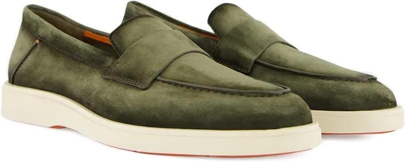 Santoni Suède loafers met penny-detail Groen - Foto 5