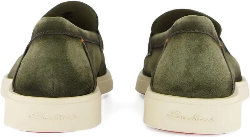 Santoni Suède loafers met penny-detail Groen - Foto 3