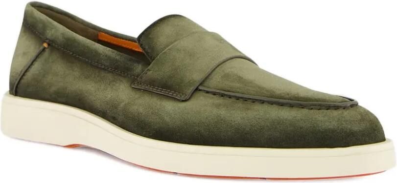 Santoni Suède loafers met penny-detail Groen - Foto 4