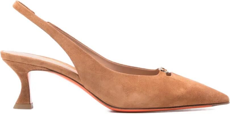 Santoni Suède slingback pumps Beige
