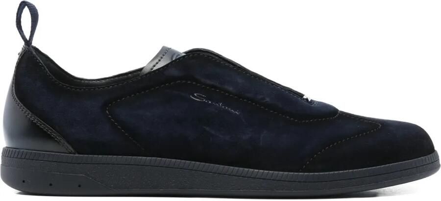 Santoni Suède slip-on sneakers Blauw