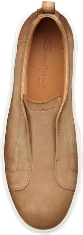 Santoni Suède slip-on sneakers Bruin