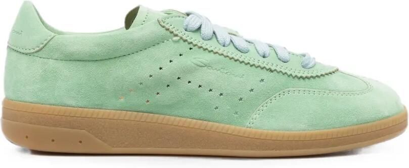 Santoni Suède sneakers met geperforeerd detail Groen