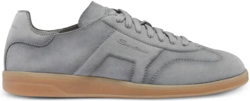 Santoni Suède sneakers met logoprint Grijs