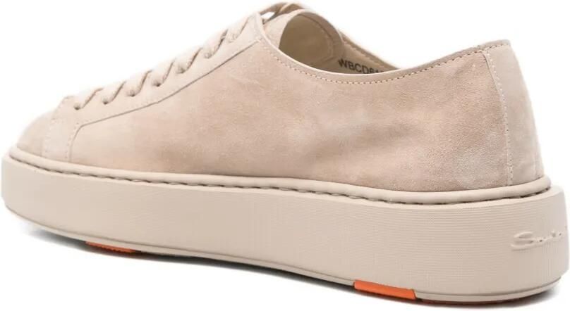 Santoni Suède sneakers met vetersluiting Beige