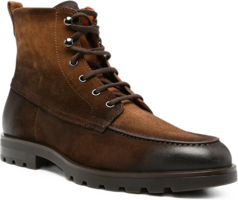 Santoni Suède veterlaarzen met vlakken Bruin - Foto 3