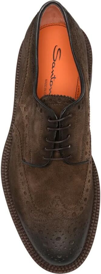 Santoni Suède veterschoenen met brogue-detail Bruin - Foto 4