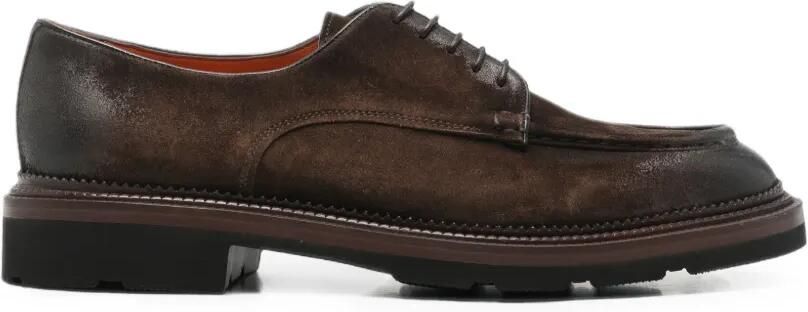 Santoni Suède veterschoenen met gepolijste afwerking Bruin