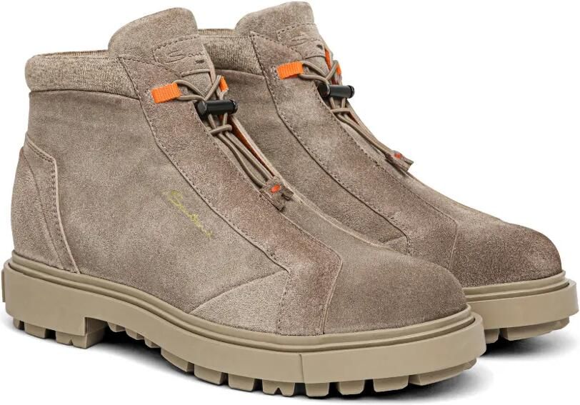 Santoni Suède wandellaarzen Bruin - Foto 4