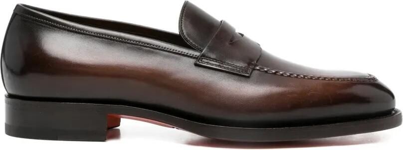 Santoni T50 loafers met penny detail Bruin