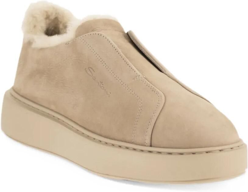 Santoni Victory-25 shearling-lined slip-on sneakers Beige - Foto 2