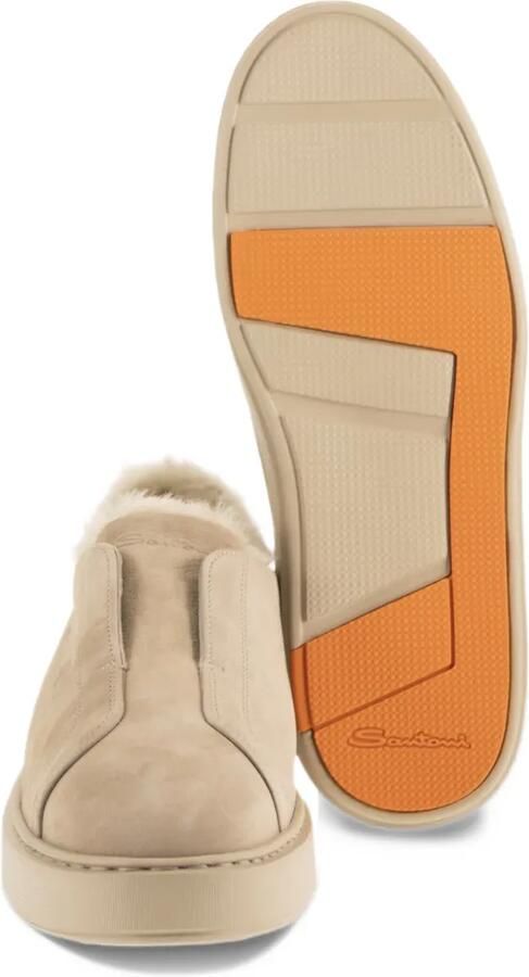 Santoni Victory-25 shearling-lined slip-on sneakers Beige - Foto 3
