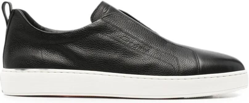 Santoni Victory slip-on sneakers van bewerkt leer Zwart