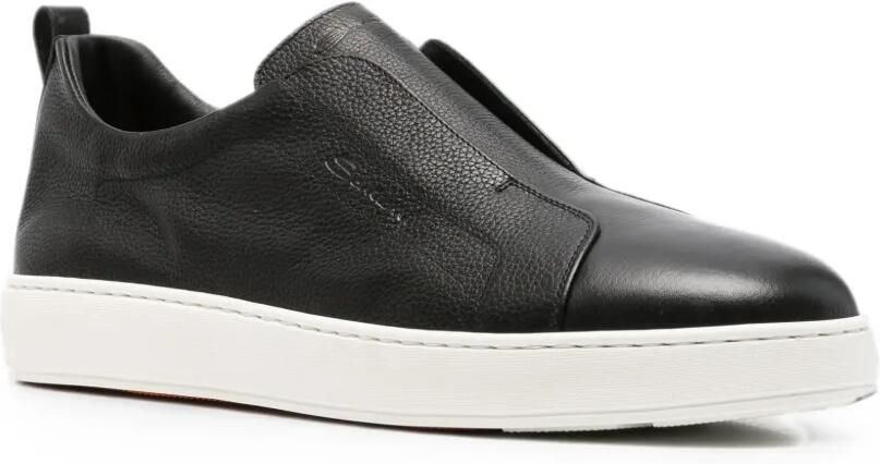 Santoni Victory slip-on sneakers van bewerkt leer Zwart - Foto 2