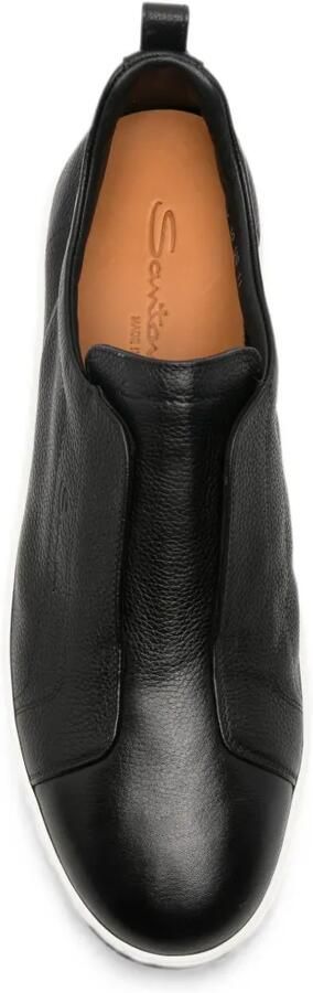 Santoni Victory slip-on sneakers van bewerkt leer Zwart - Foto 4