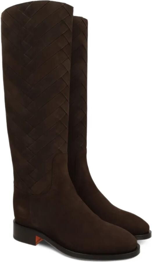 Santoni braided-panel boots Bruin - Foto 3