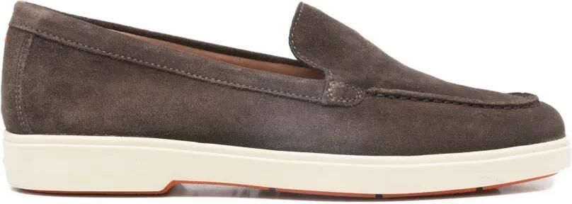 Santoni Yalta loafers met ronde neus Bruin