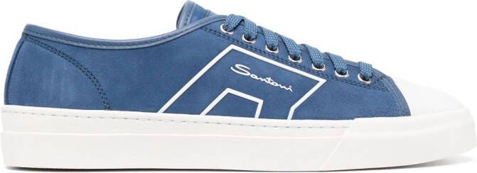 Santoni Suède sneakers Blauw