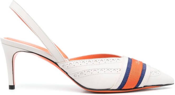 Santoni Slingback pumps met logoband Wit