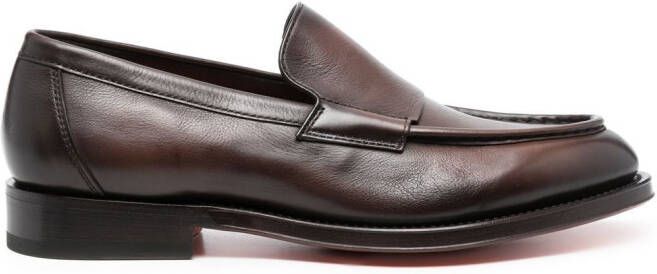 Santoni Leren loafers Bruin