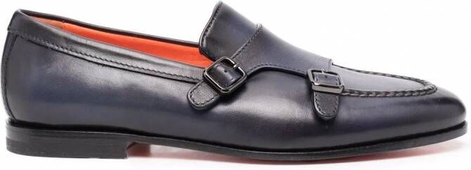 Santoni Suède gespschoenen Blauw