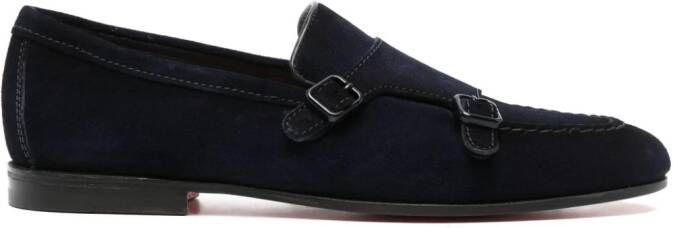 Santoni Suède gespschoenen Blauw