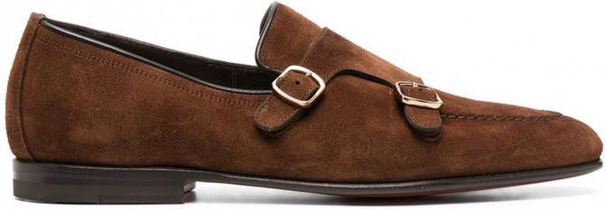 Santoni Suède gespschoenen Bruin